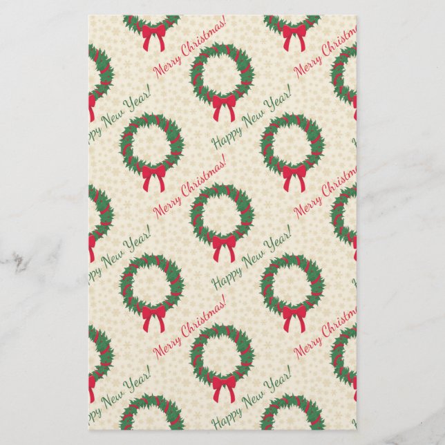 Red Berries Holly Merry Christmas Stationery (Front)