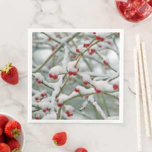 Red Berries in the Snow Napkin