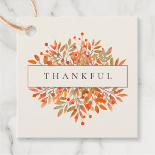 Red Berries & Leaves Customisable Ivory Botanical Favour Tags