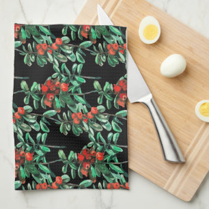Red berries, lingonberries kitchen towel