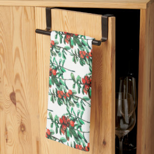 Red berries, lingonberries tea towel