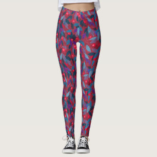 Red Berries Minimal Floral Pattern Simple Botany Leggings