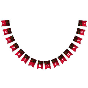 Red Berries & Mistletoe, Christmas Bunting