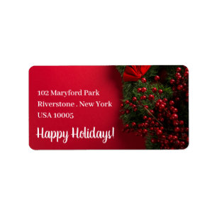 Red Berries & Mistletoe, Christmas Label