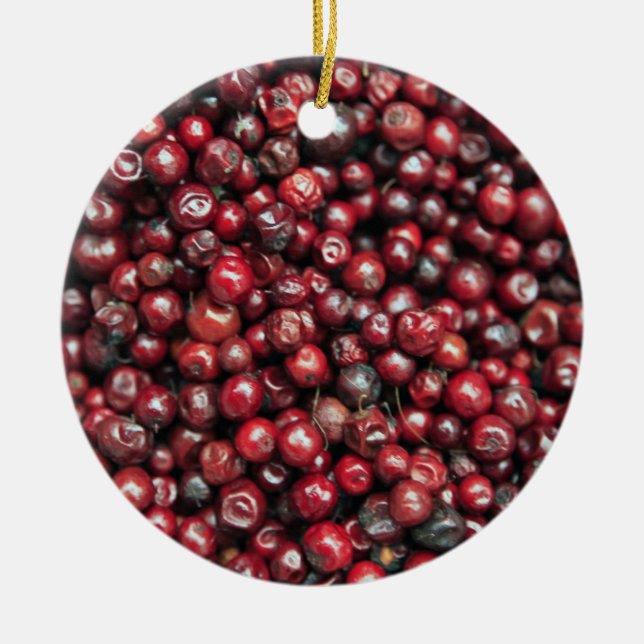 Red berries of the Himalayas Ceramic Tree Decoration (Front)
