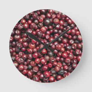 Red berries of the Himalayas Round Clock