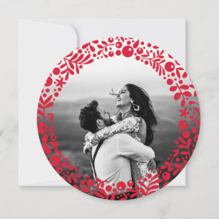 Red Berries Photo Frame Two-Sided Round Card