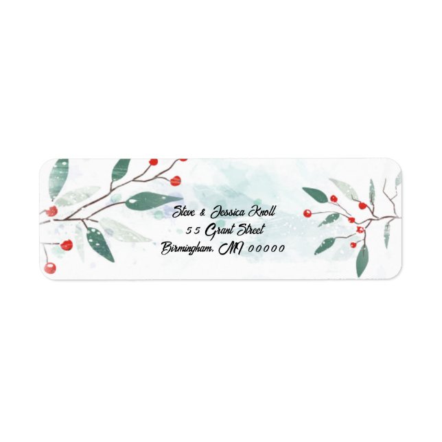 Red Berries Return Address Labels (Front)