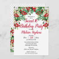 Red Berries | Roses Floral Sweet 16 Birthday Party