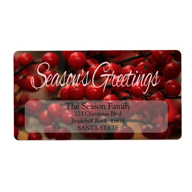 Red berries Season's Greetings   address label (Front)