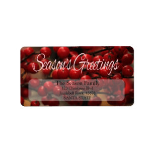 Red berries Season's Greetings   address label