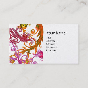 RED BERRIES SWIRLS metallic gold Business Card