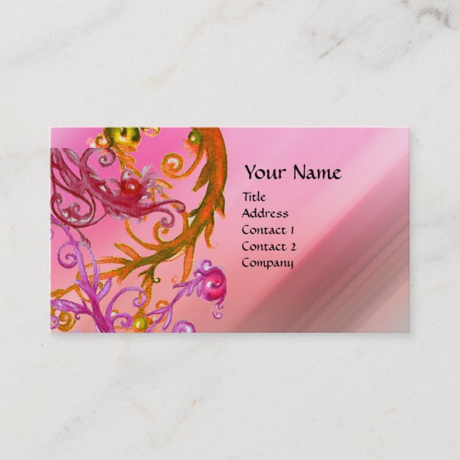 RED BERRIES SWIRLS metallic pearl Business Card (Front)
