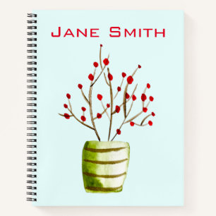 Red Berries watercolor Christmas Notebook