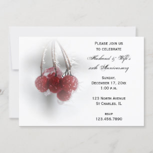 Red Berries Winter Wedding Anniversary Party Invitation