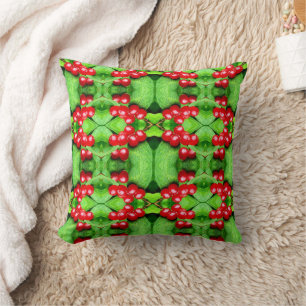 Red Berries With Raindrops Abstract Nature    Cushion
