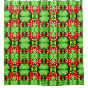 Red Berries With Raindrops Abstract Nature Shower Curtain