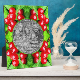 Red Berries With Raindrops Nature Add Your Photo Plaque