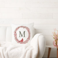 Red Berries Wreath and Red Cardinal Monogram