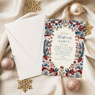 Red Berry & Blue Pine Christmas Invitation
