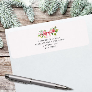 Red Berry Bow Christmas Return Address Label