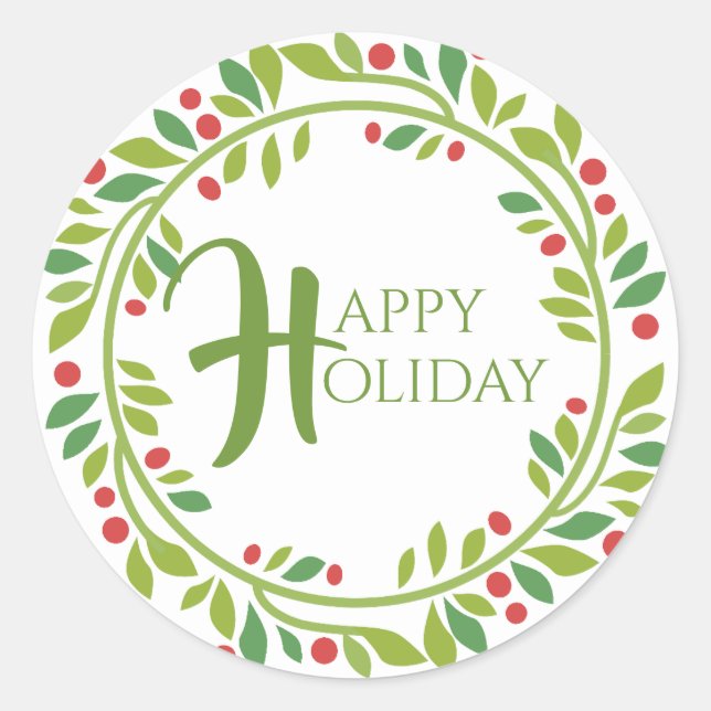 Red Berry Christmas Wreath Sticker (Front)