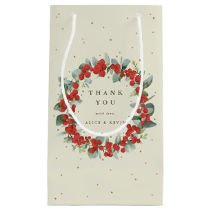 Red Berry+Eucalyptus Christmas/Holiday Thank You Small Gift Bag