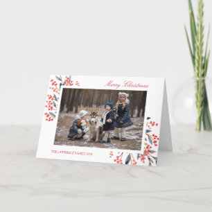 Red Berry Foliage Christmas Holiday Photo Card
