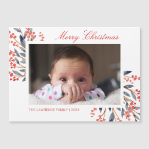 Red Berry Foliage Christmas Holiday Photo Magnet