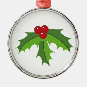 Red Berry Holly Metal Tree Decoration