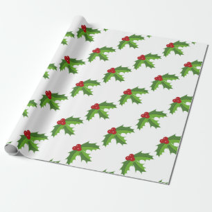 Red Berry Holly Wrapping Paper