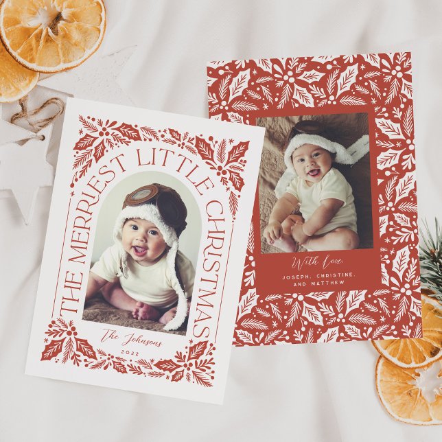 Red Berry Merriest Little Christmas Arch Photo Holiday Card (Creator Uploaded)