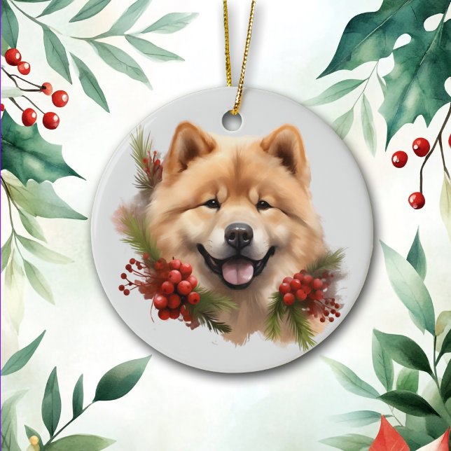 Red Berry Pine Shiba Inu Dog Ceramic Tree Decoration (Creator Uploaded)