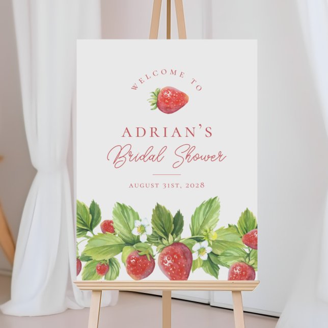 Red Berry Strawberry Bridal Shower Welcome Sign (Creator Uploaded)