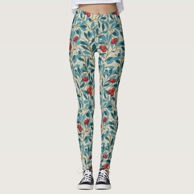 Red Berry Tree, William Morris Leggings (Front)