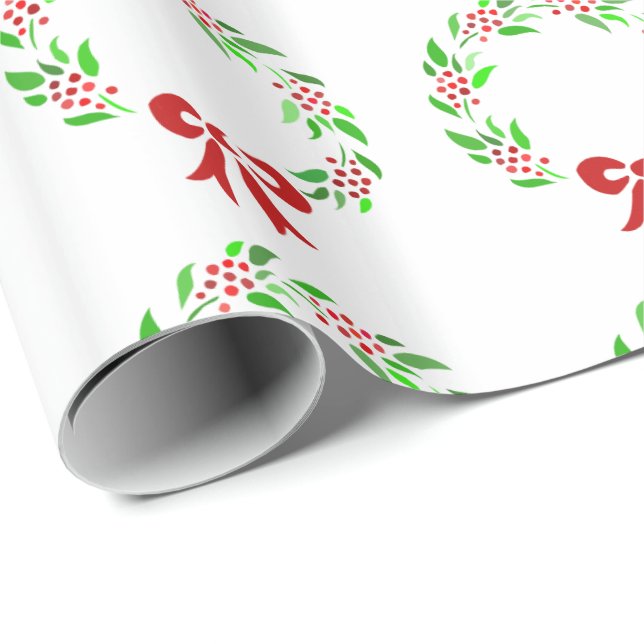 Red Berry Wreath Wrapping Paper (Roll Corner)
