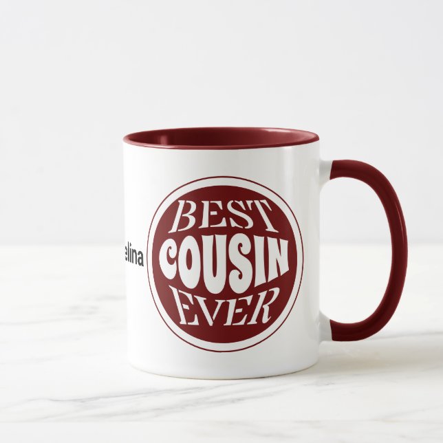 Red BEST COUSIN EVER Personalised Mug (Right)