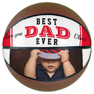 Red Best Dad Ever Father Typography Photo Basketball