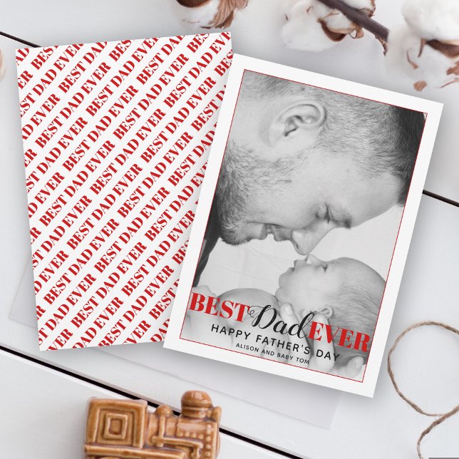 Red Best Dad Ever typography Father's Day card (Creator Uploaded)