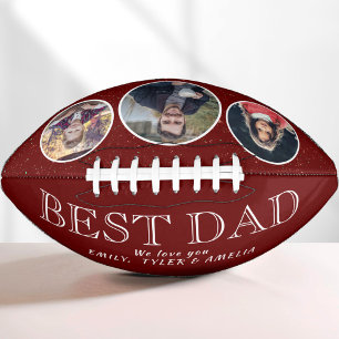Red Best Dad Father`s Day 3 Photo Collage Football