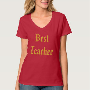 Red Best Teacher V-Neck T-Shirt