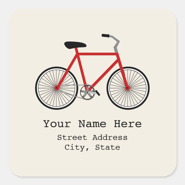 Red Bicycle Address Sticker (Front)