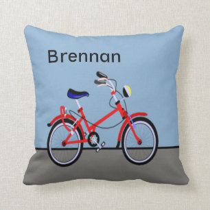 Red Bicycle and Road Name Customisable Cushion