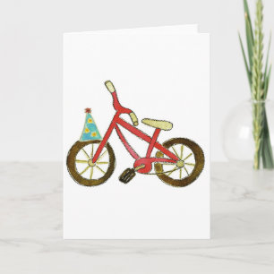 Red Bicycle Birthday Hat Card