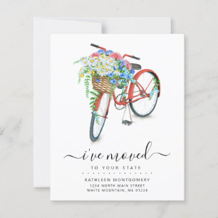 Red Bicycle Floral Basket Budget Moving Card 