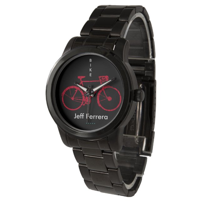 red Bicycle personalised with Name Watch (Angled)