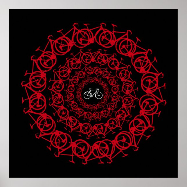 red bicycles mandala poster (Front)