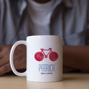 Red Bicycles Personalised Mug With His Name