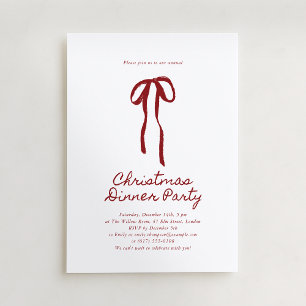 Red Big Bow Holiday Dinner Invitation