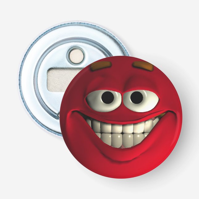 Red Big Grin Emoticon Bottle Opener (Front)